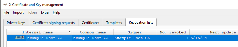 XCA CRL tab list